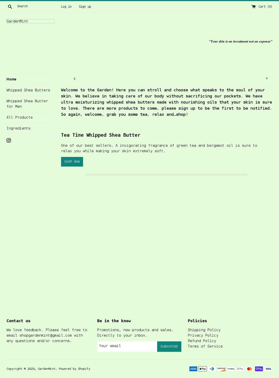 shopgardenmint.com shopify website screenshot
