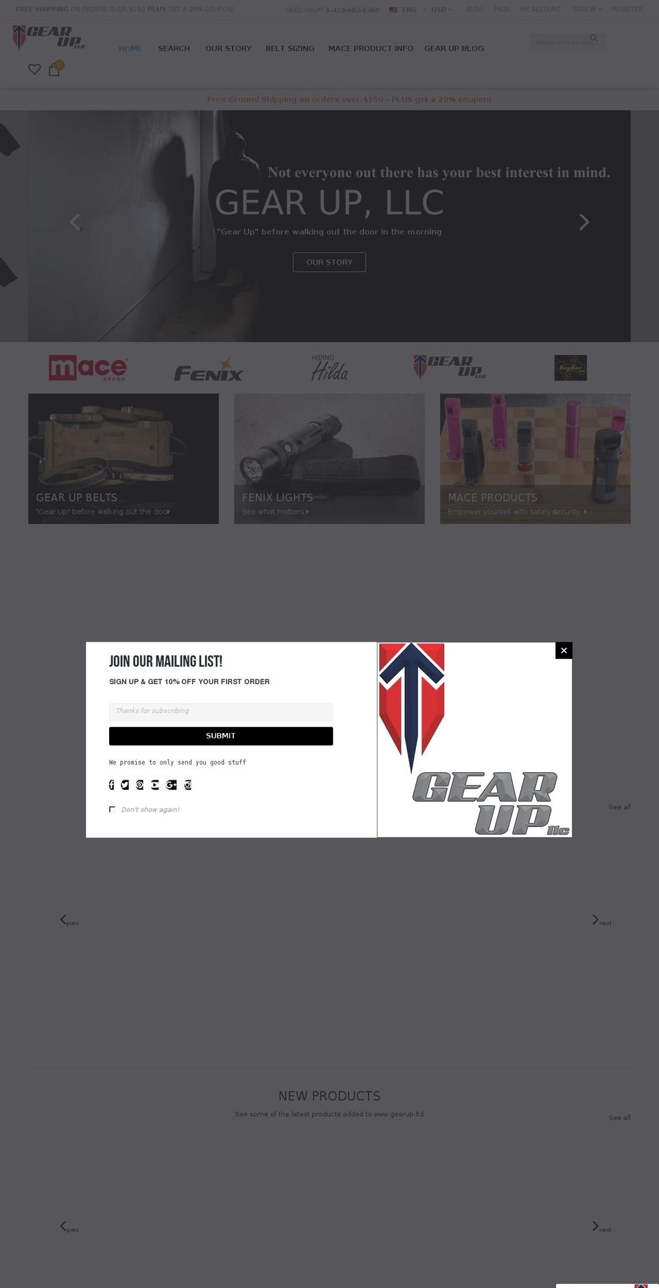 shopgearup.com shopify website screenshot