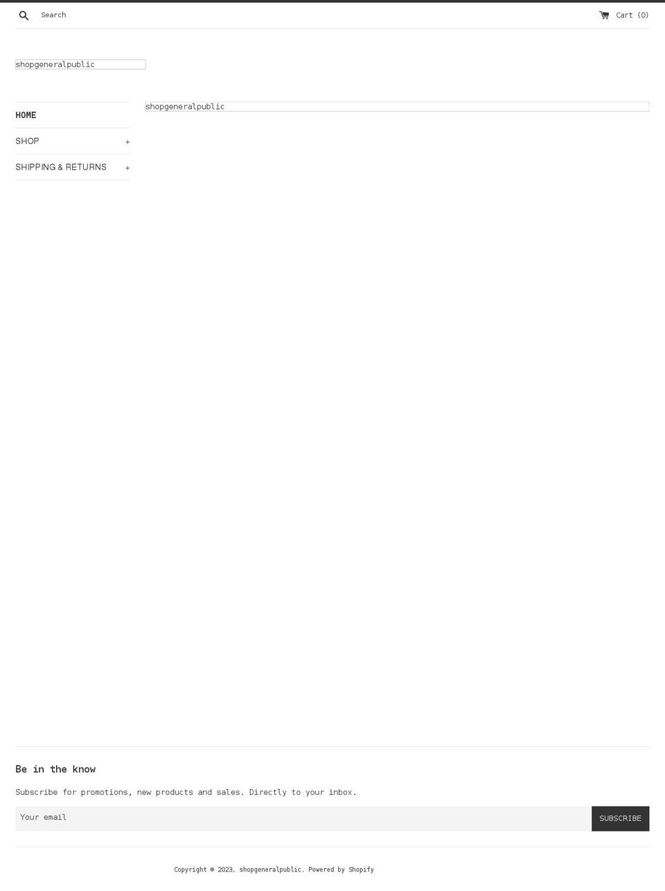 shopgeneralpublic.com shopify website screenshot