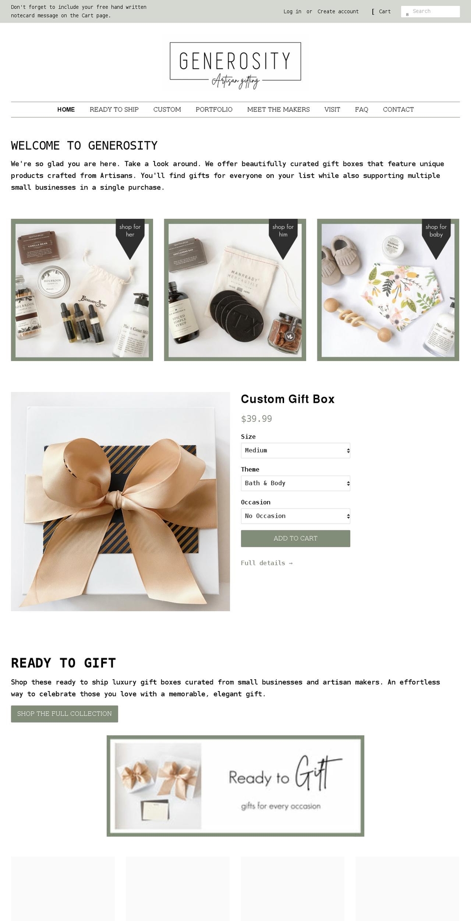 shopgenerosity.com shopify website screenshot