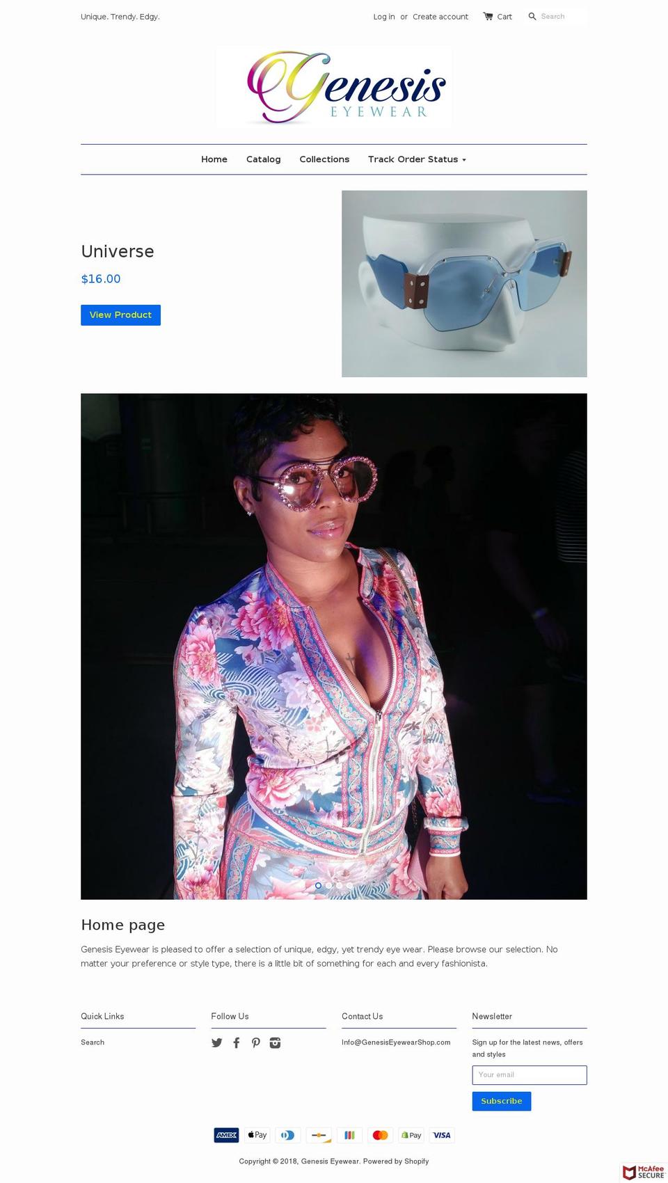 shopgenesiseyewear.com shopify website screenshot