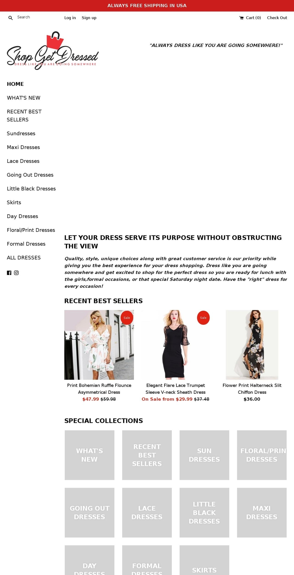 shopgetdressed.com — Shopify storefront screenshot