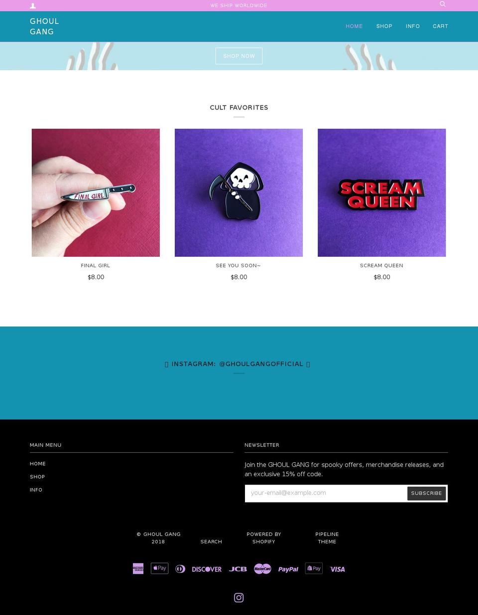 shopghoulgang.com shopify website screenshot