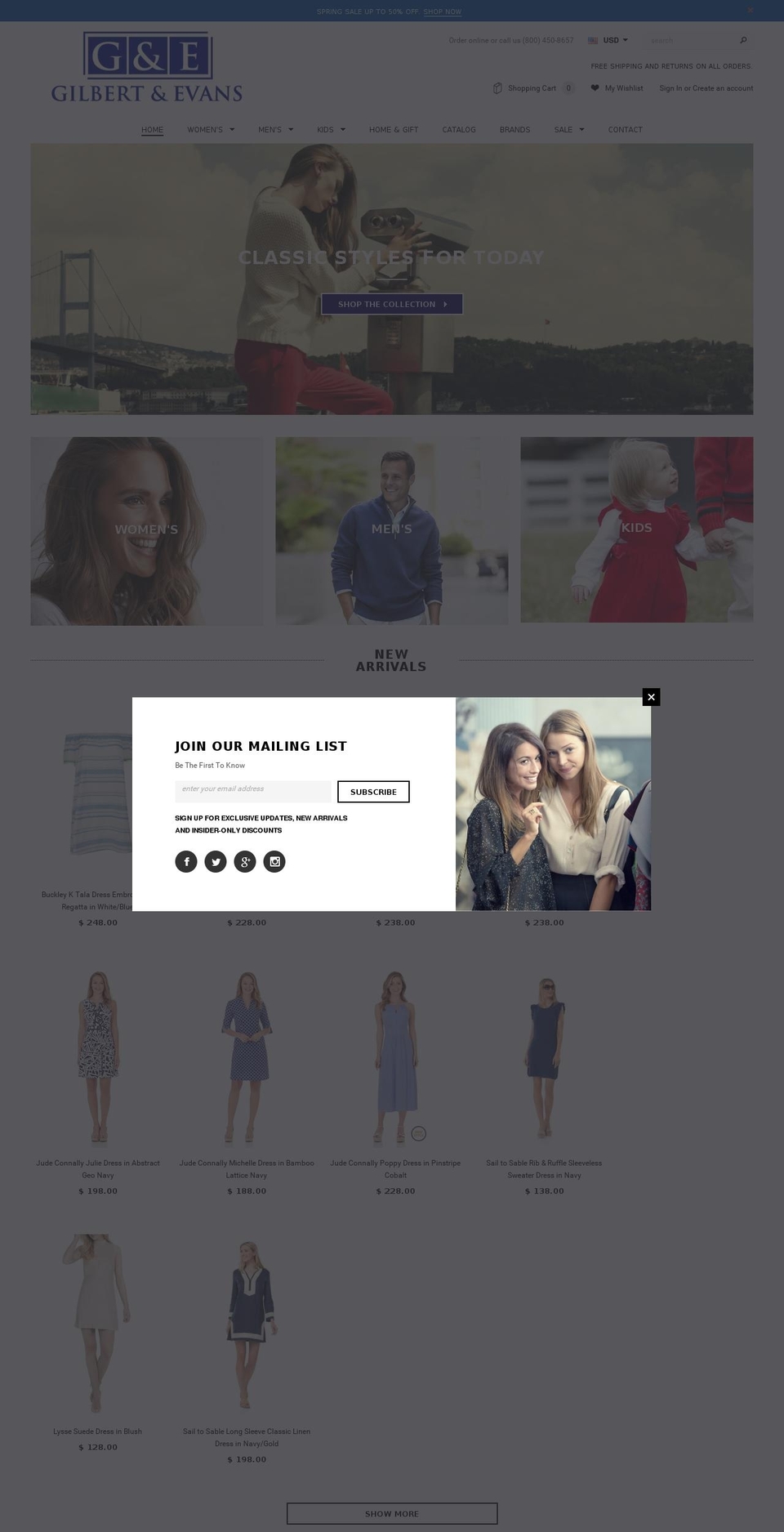 shopgilbertandevans.com shopify website screenshot