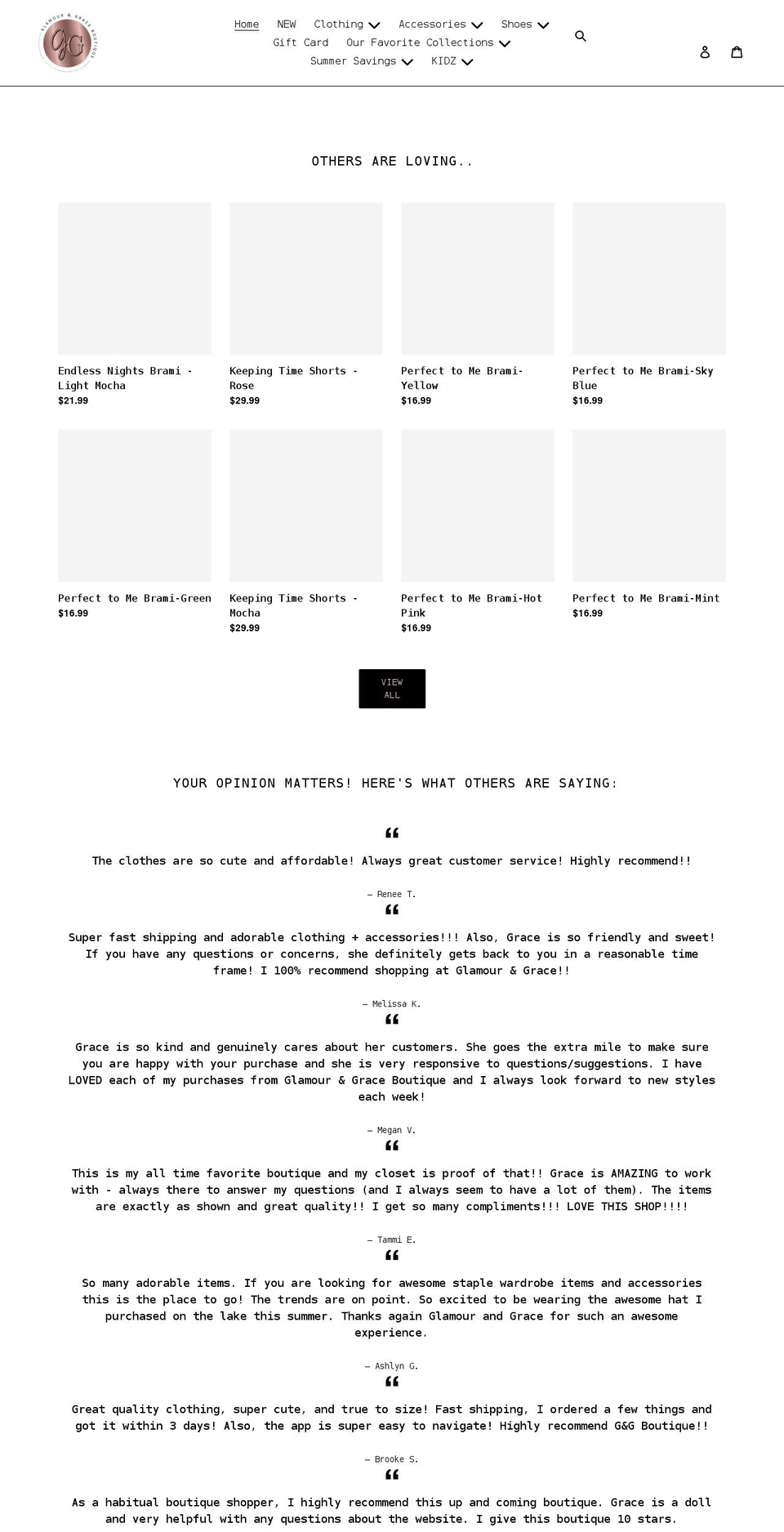 shopglamourandgrace.com shopify website screenshot