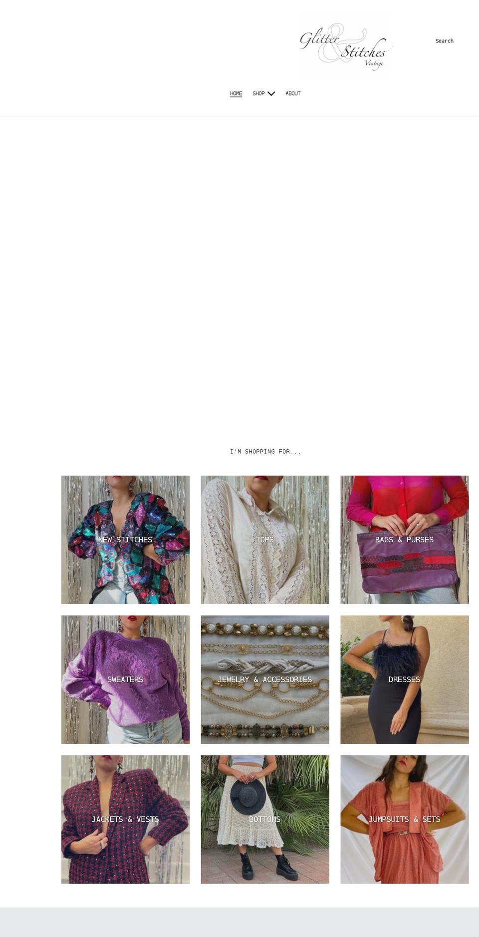 shopglitterandstitchesvintage.com shopify website screenshot