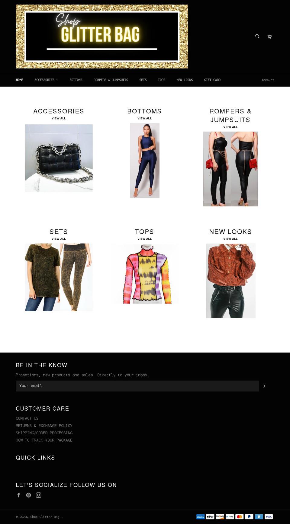 shopglitterbag.com shopify website screenshot