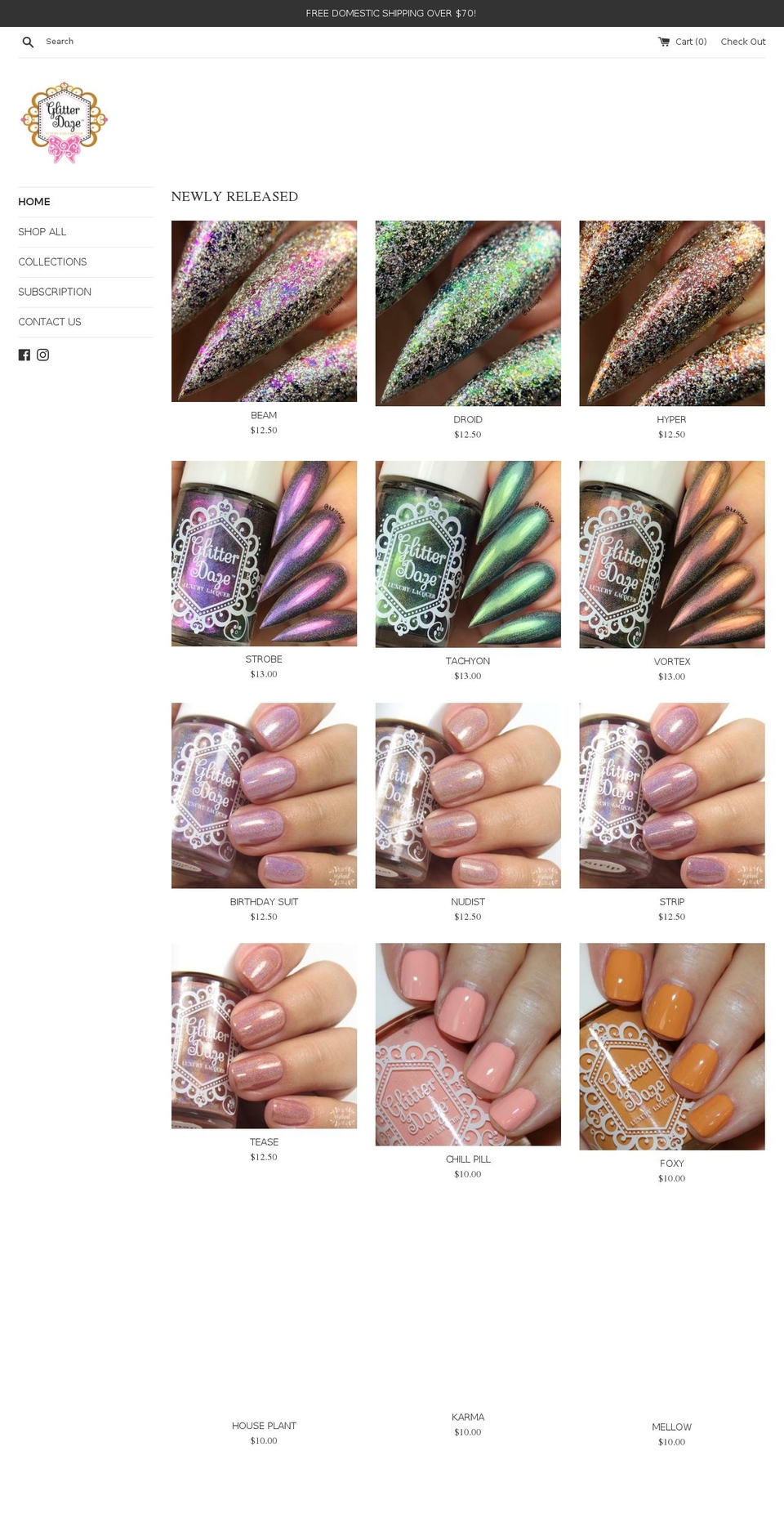 shopglitterdaze.com shopify website screenshot
