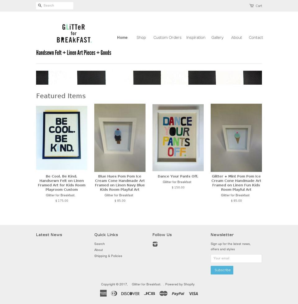 shopglitterforbreakfast.com shopify website screenshot