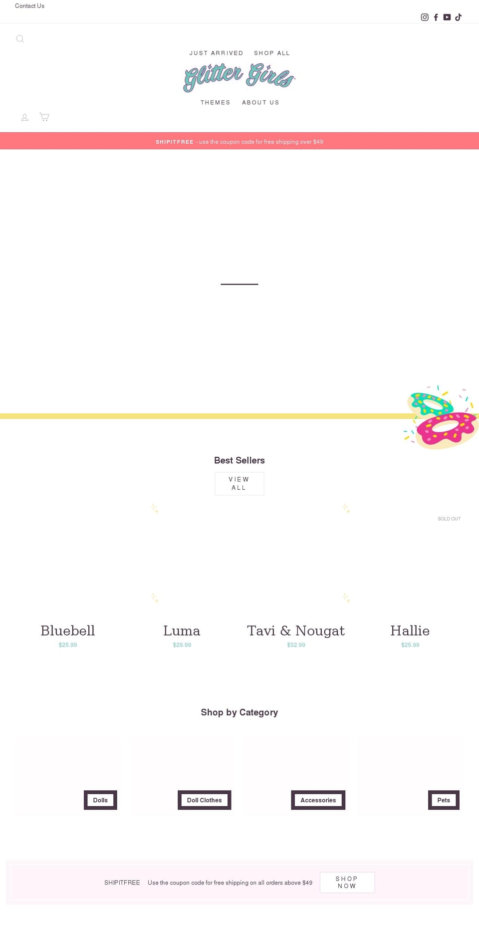 shopglittergirls.com shopify website screenshot