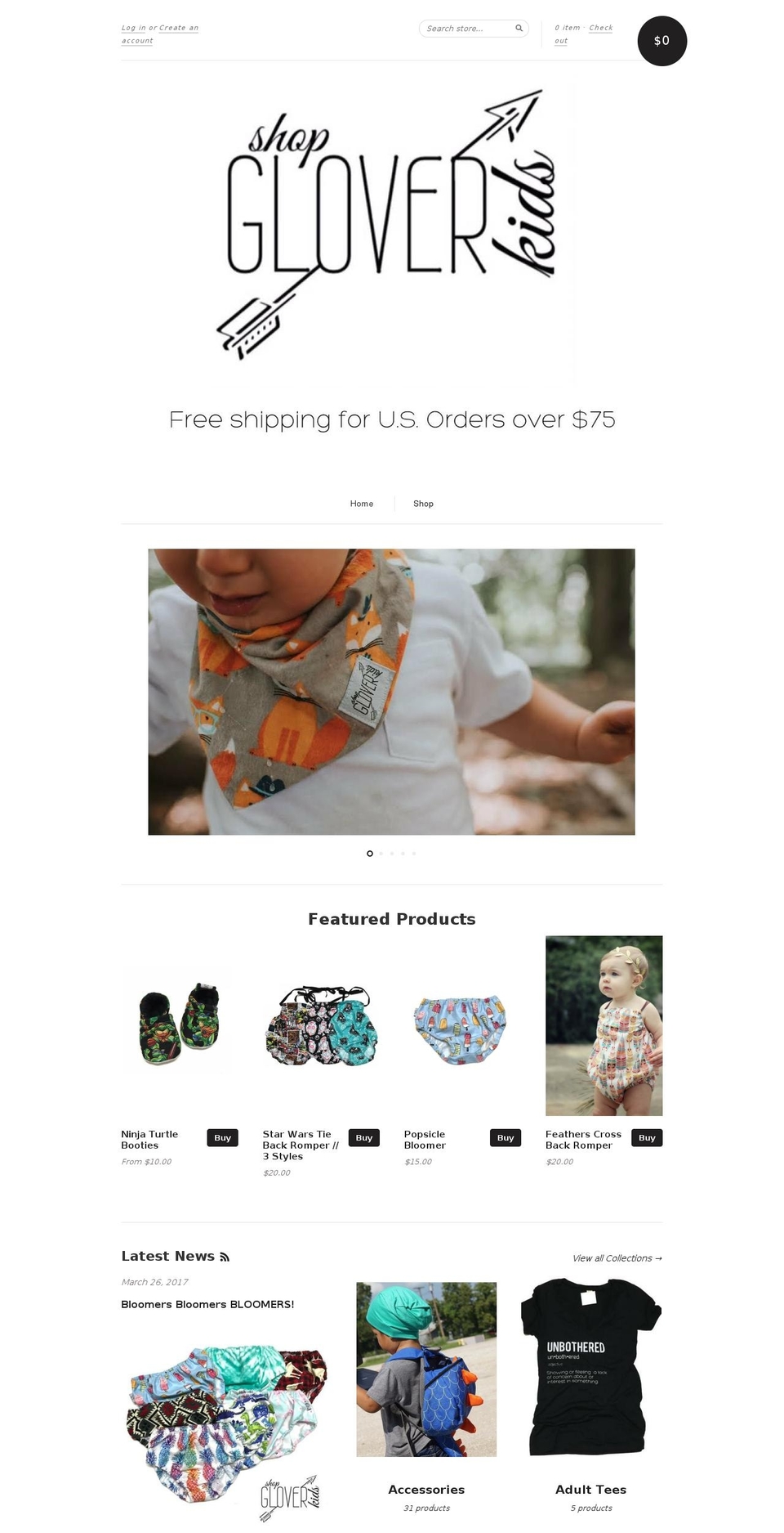 shopgloverkids.com shopify website screenshot