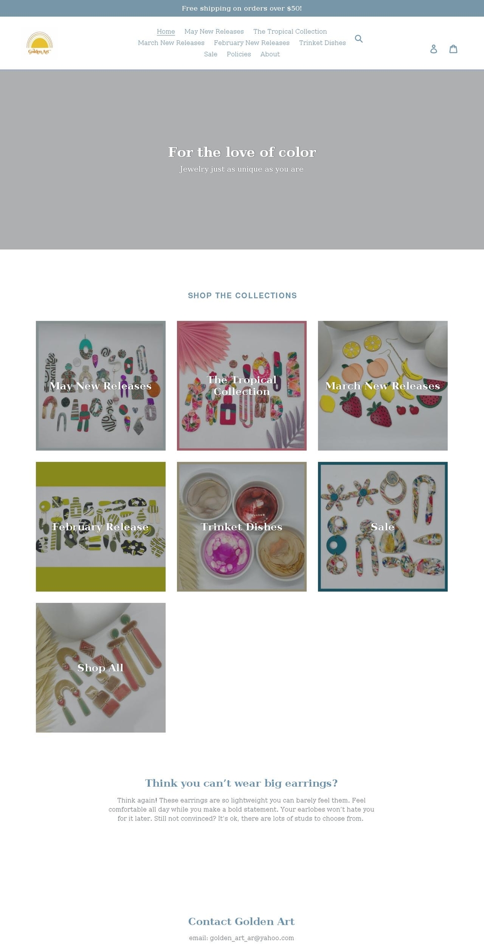 shopgoldenart.com shopify website screenshot