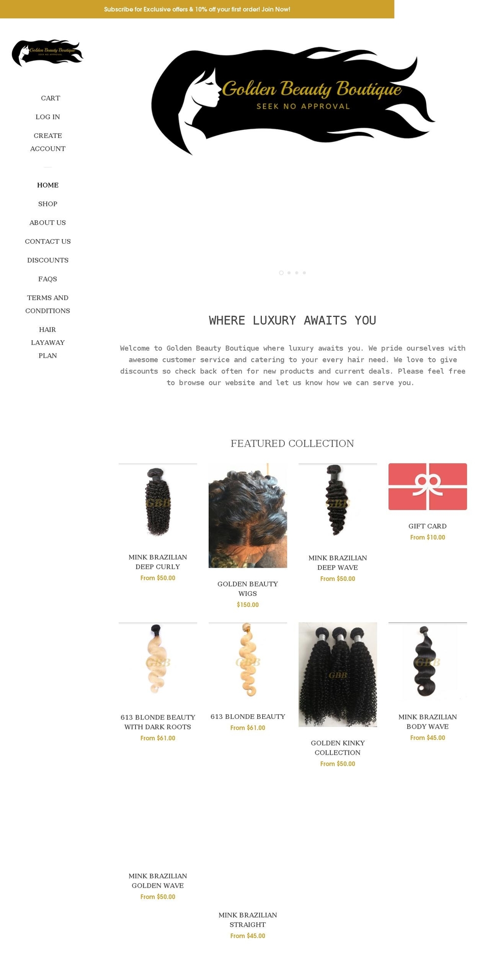 shopgoldenbeauty.com shopify website screenshot