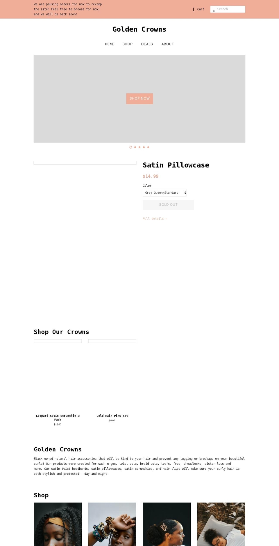 shopgoldencrowns.com shopify website screenshot