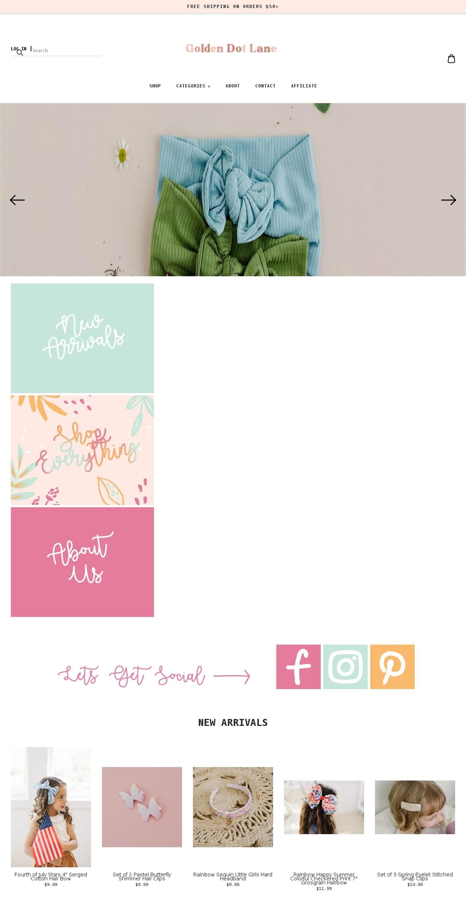 Pretty little things theme Shopify theme site example shopgoldendotlane.com