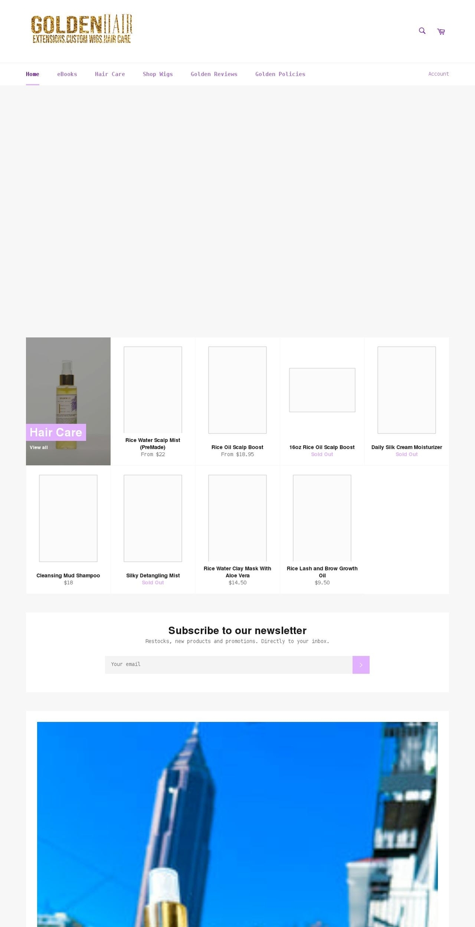 shopgoldenhair.com shopify website screenshot