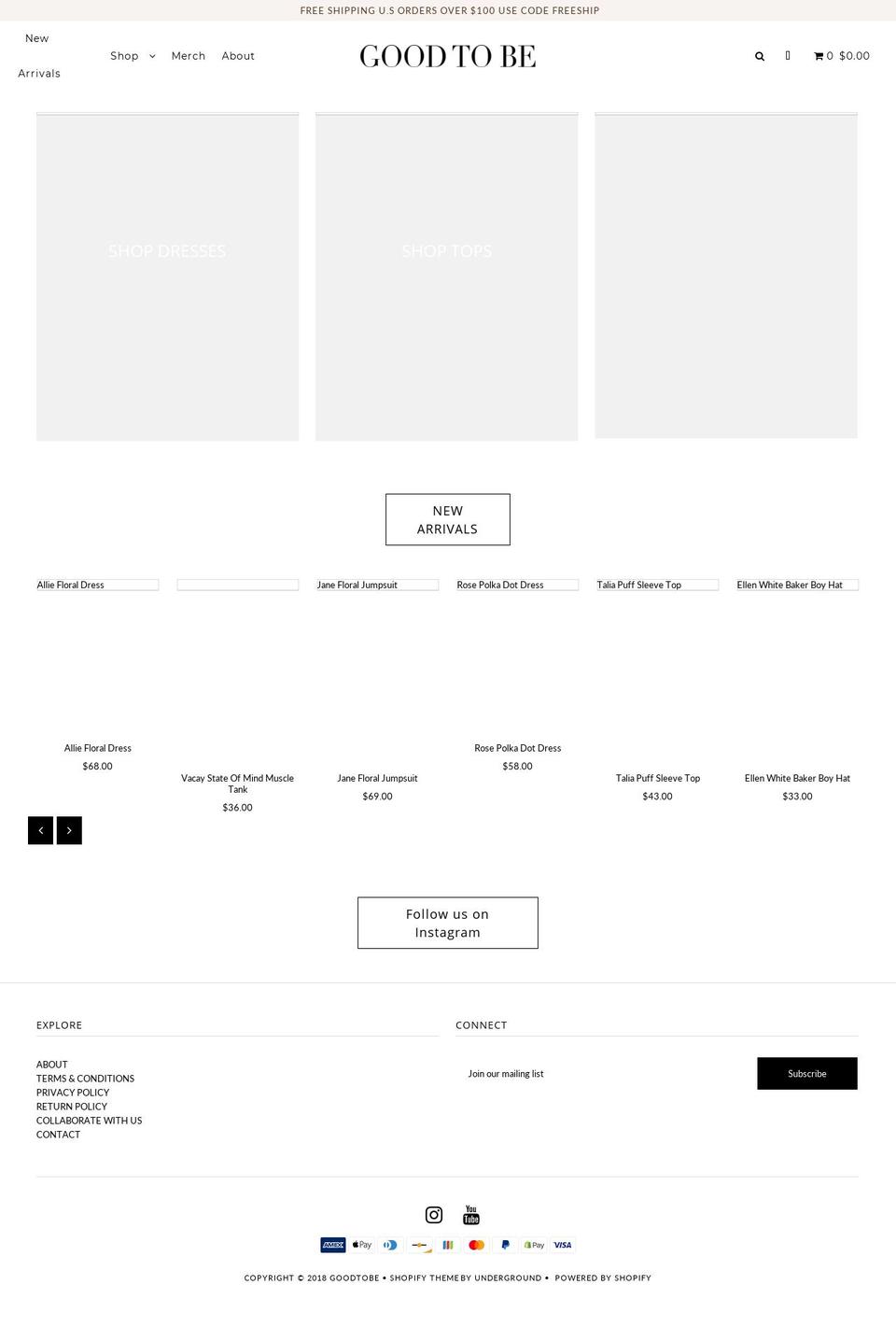 shopgoodtobe.com shopify website screenshot