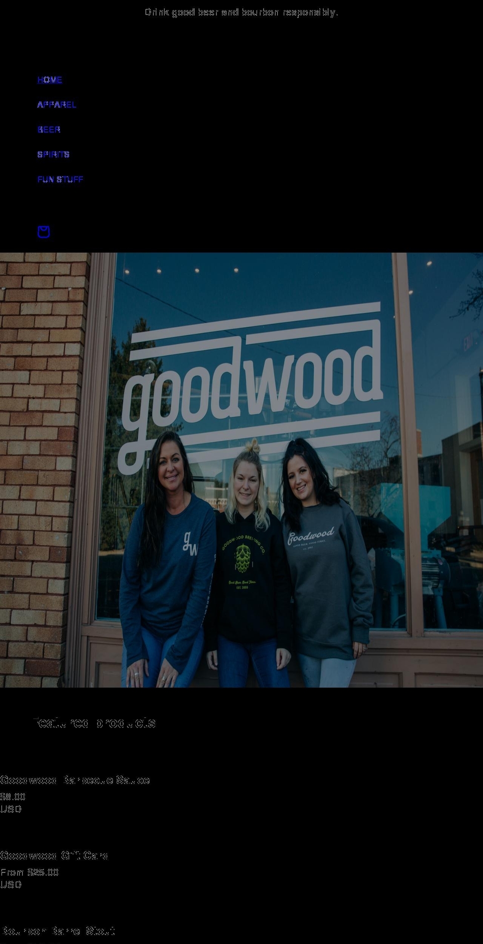 shopgoodwoodbrewing.com shopify website screenshot