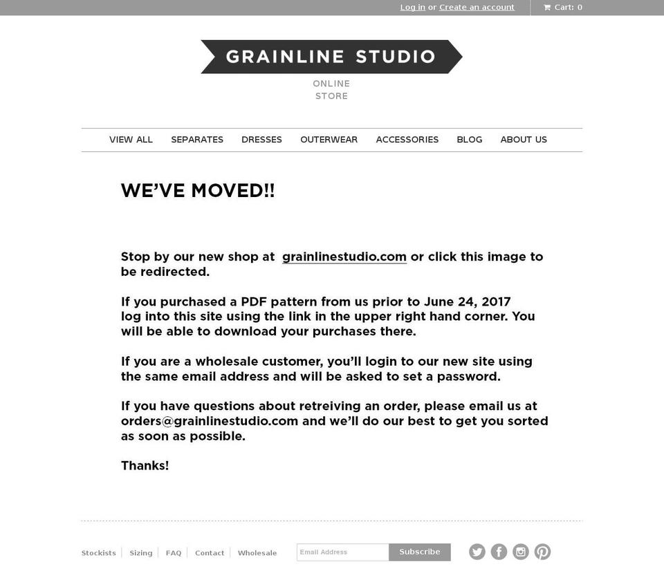 shopgrainlinestudio.com — Shopify storefront screenshot