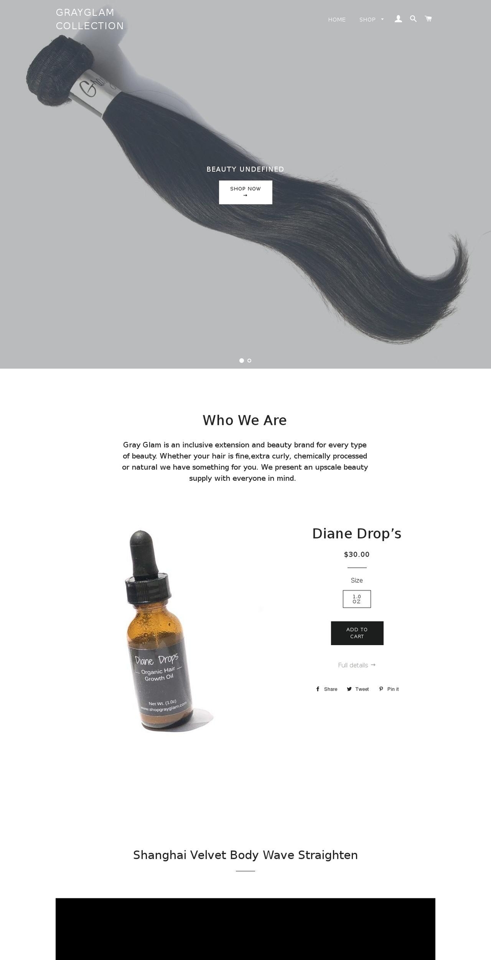 shopgrayglam.com — Shopify storefront screenshot