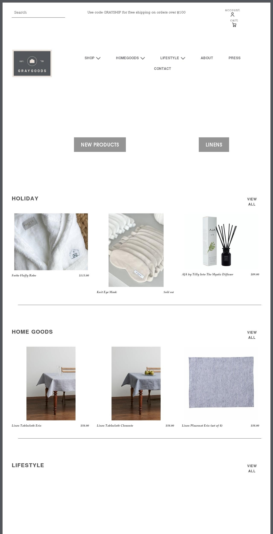 shopgraygoods.com shopify website screenshot