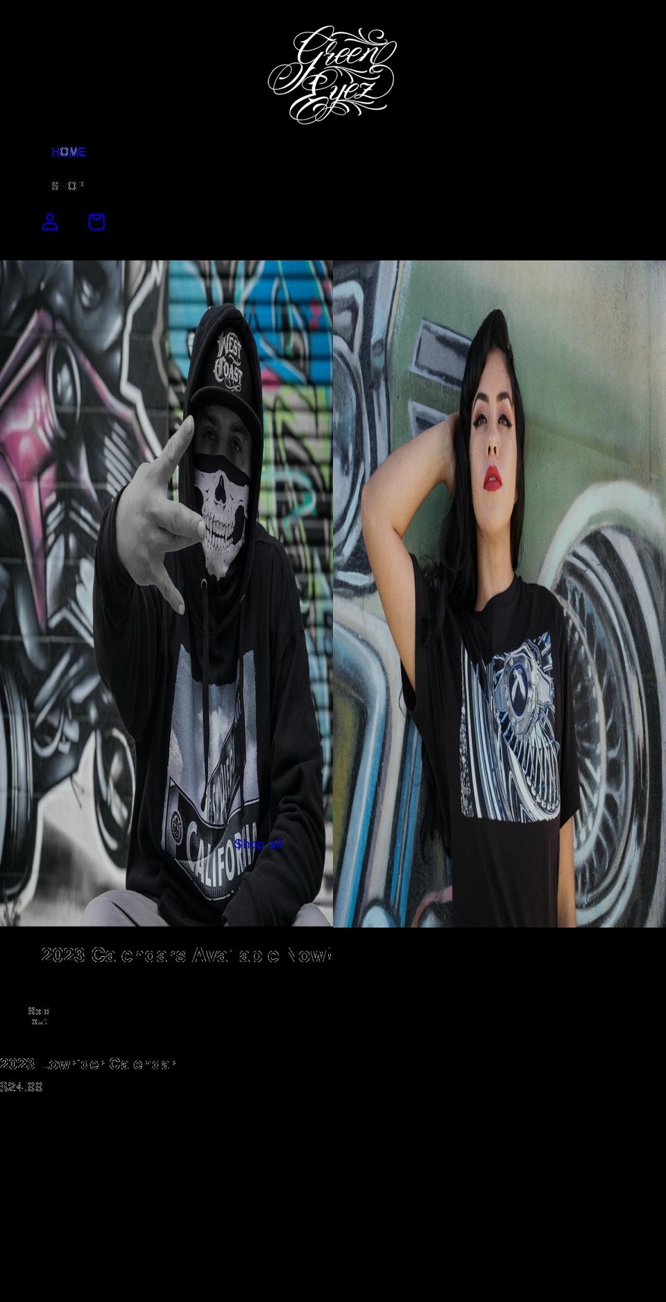 shopgreeneyez.com shopify website screenshot