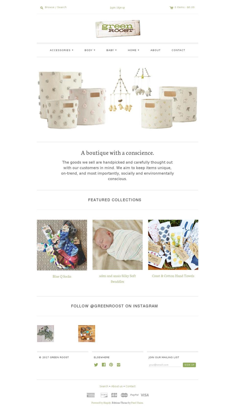 Capital Shopify theme site example shopgreenroost.com