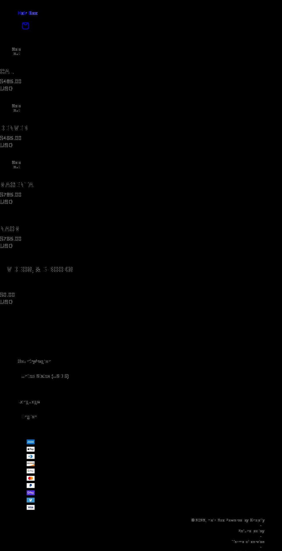 shophairbox.com shopify website screenshot