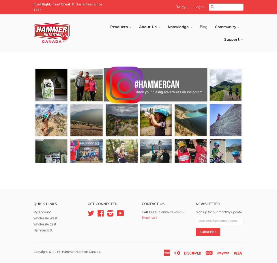 shophammernutrition.ca shopify website screenshot