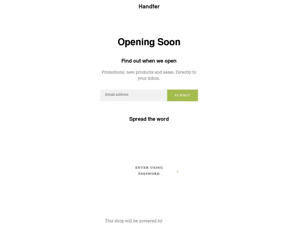 shophandfer.com shopify website screenshot