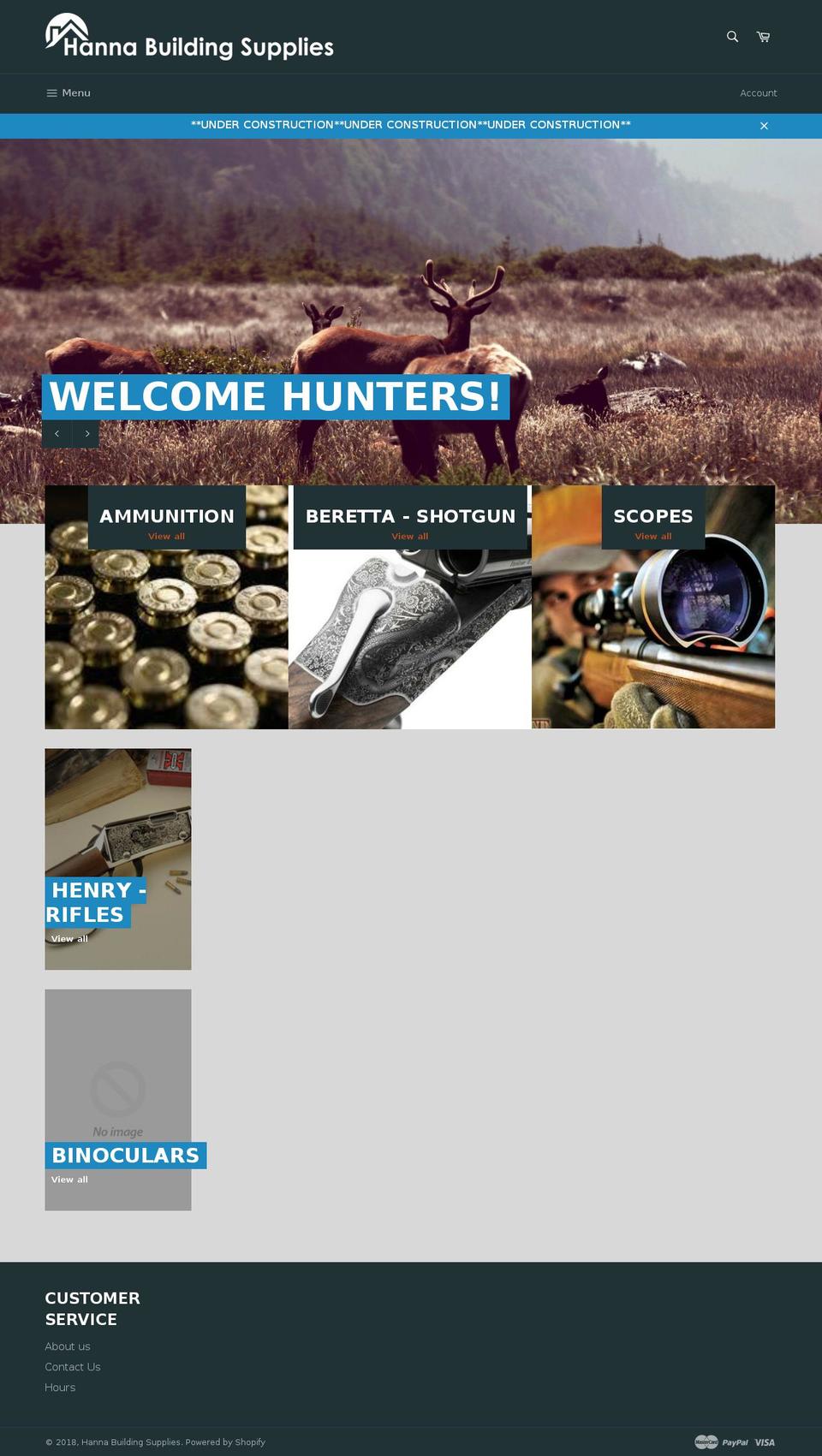 shophannabuildingsupplies.net shopify website screenshot