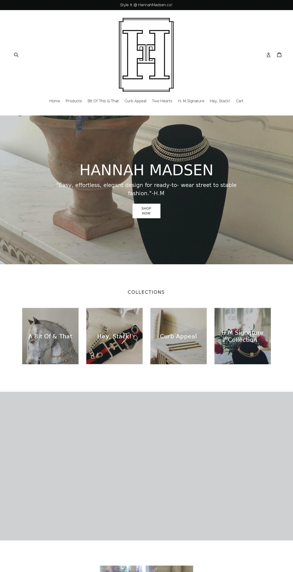 shophannahmadsen.co shopify website screenshot