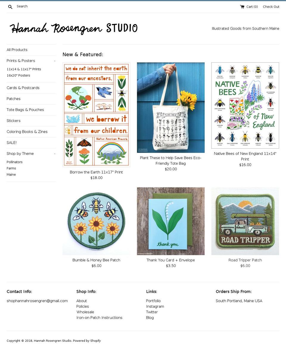 shophannahrosengren.com shopify website screenshot