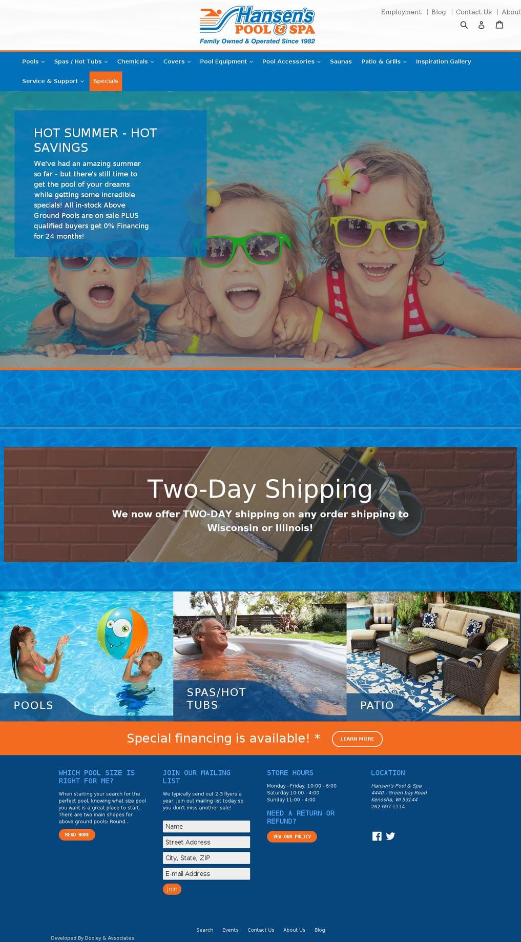 shophansens.com — Shopify storefront screenshot