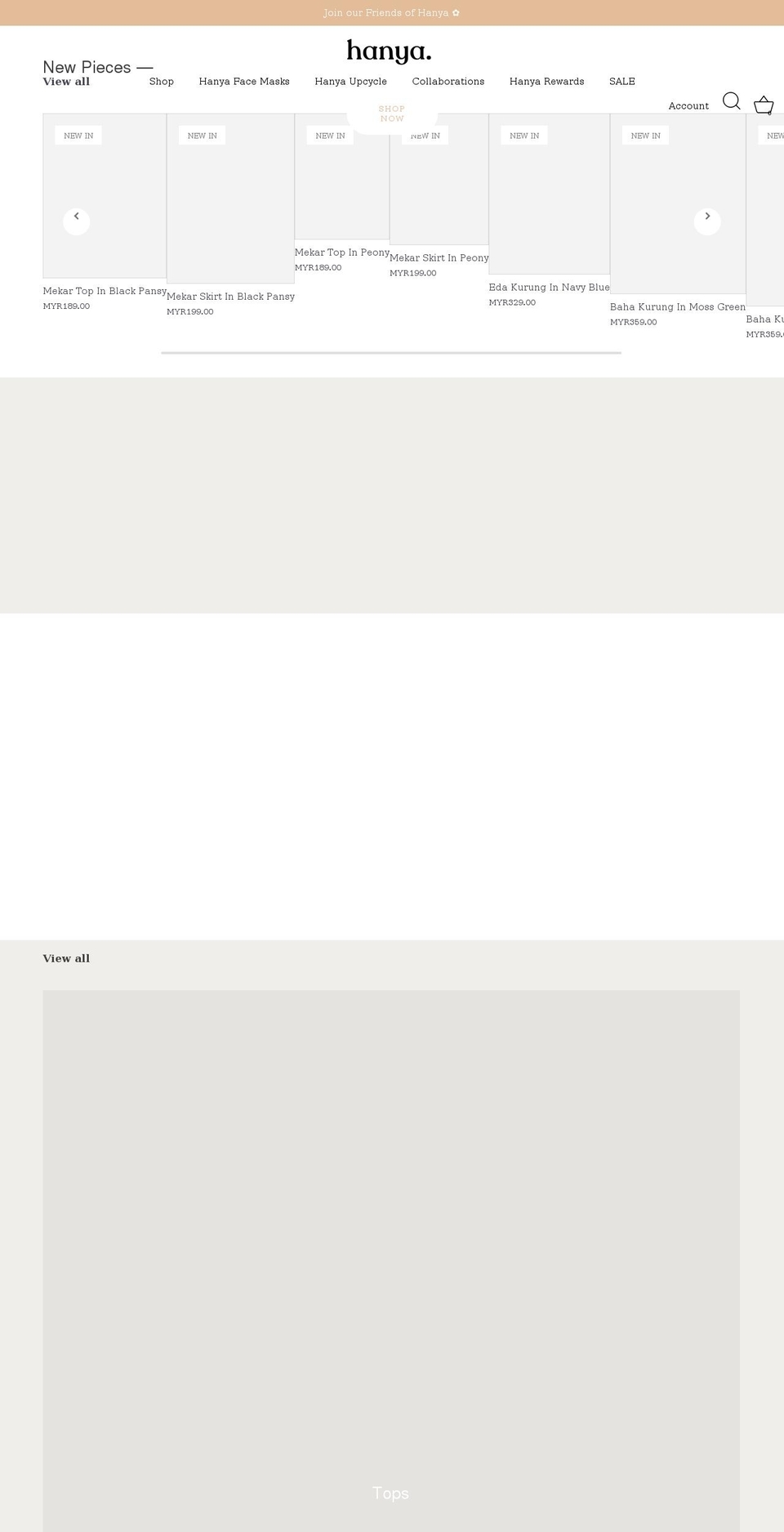 shophanya.com — Shopify storefront screenshot