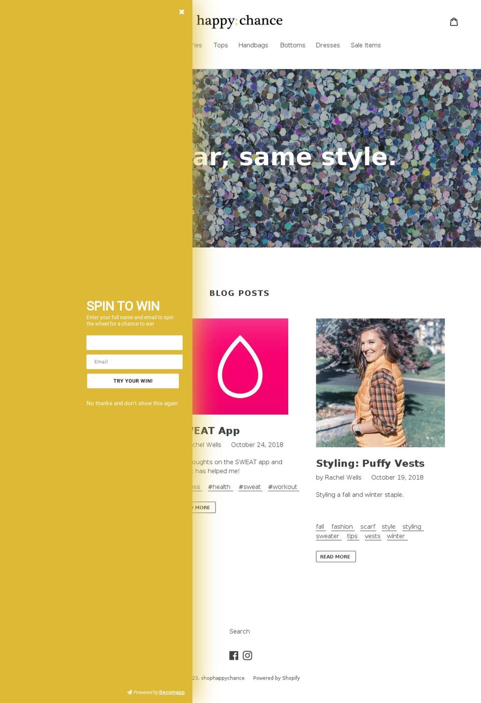 shophappychance.com shopify website screenshot