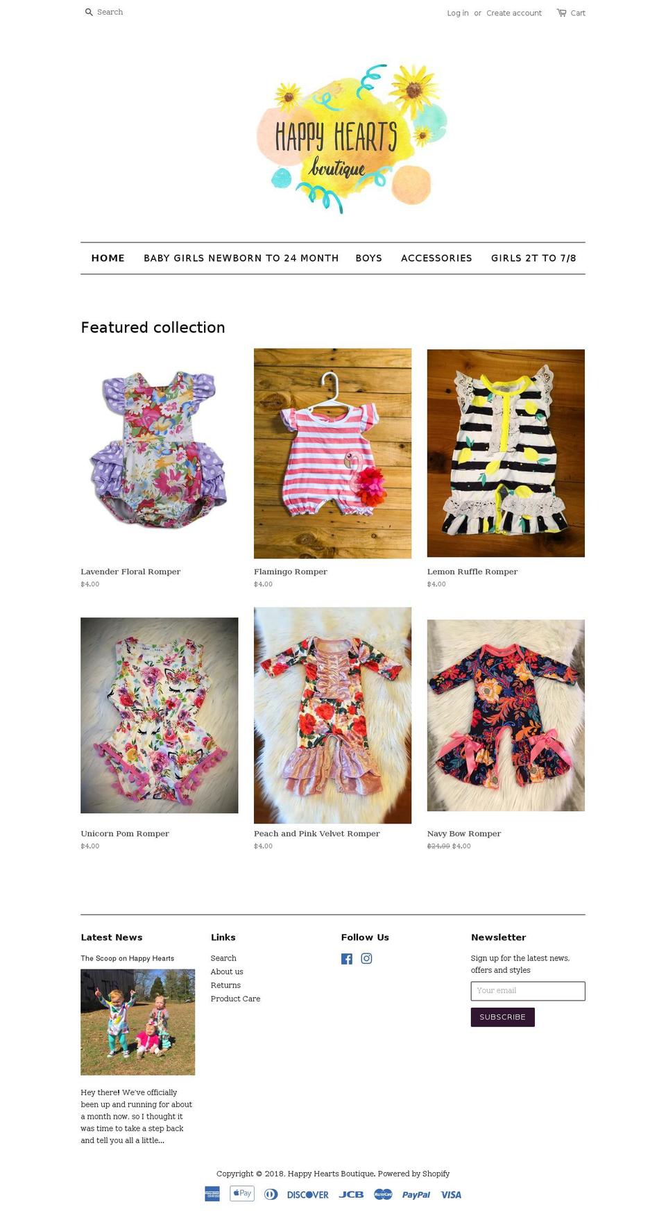 Bright babe template with Installments message Shopify theme site example shophappyhearts.com