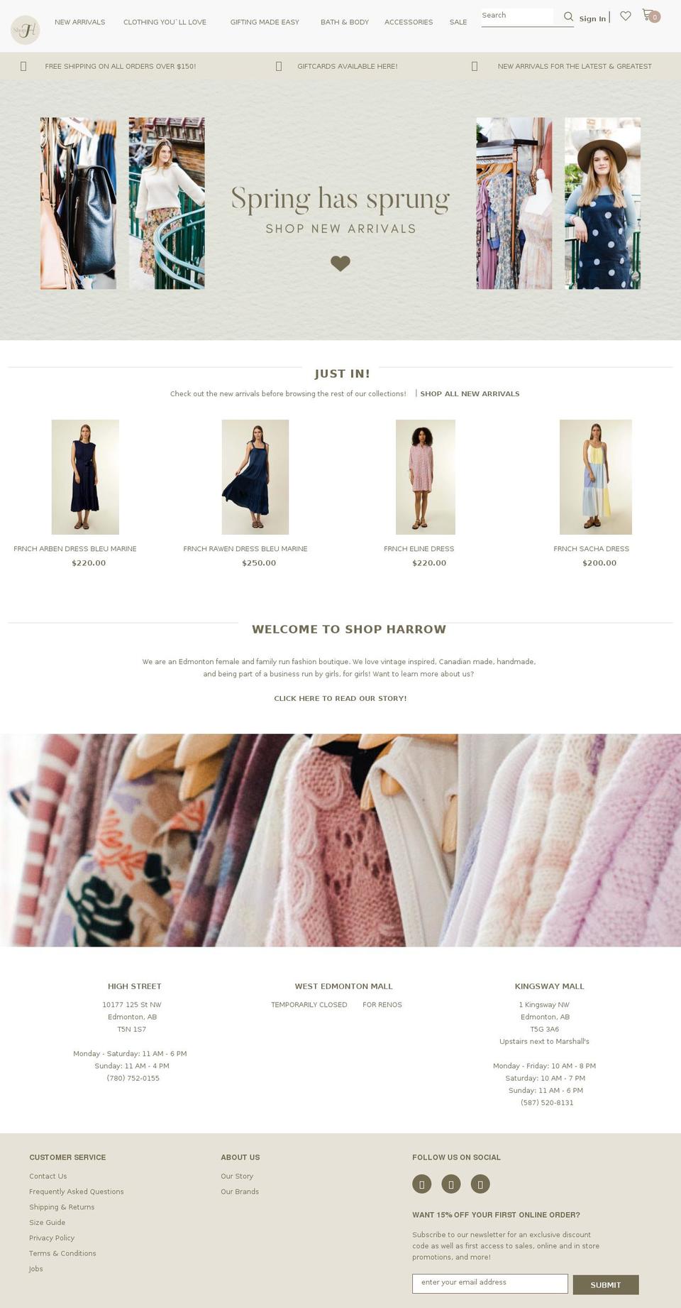 shopharrow.ca shopify website screenshot