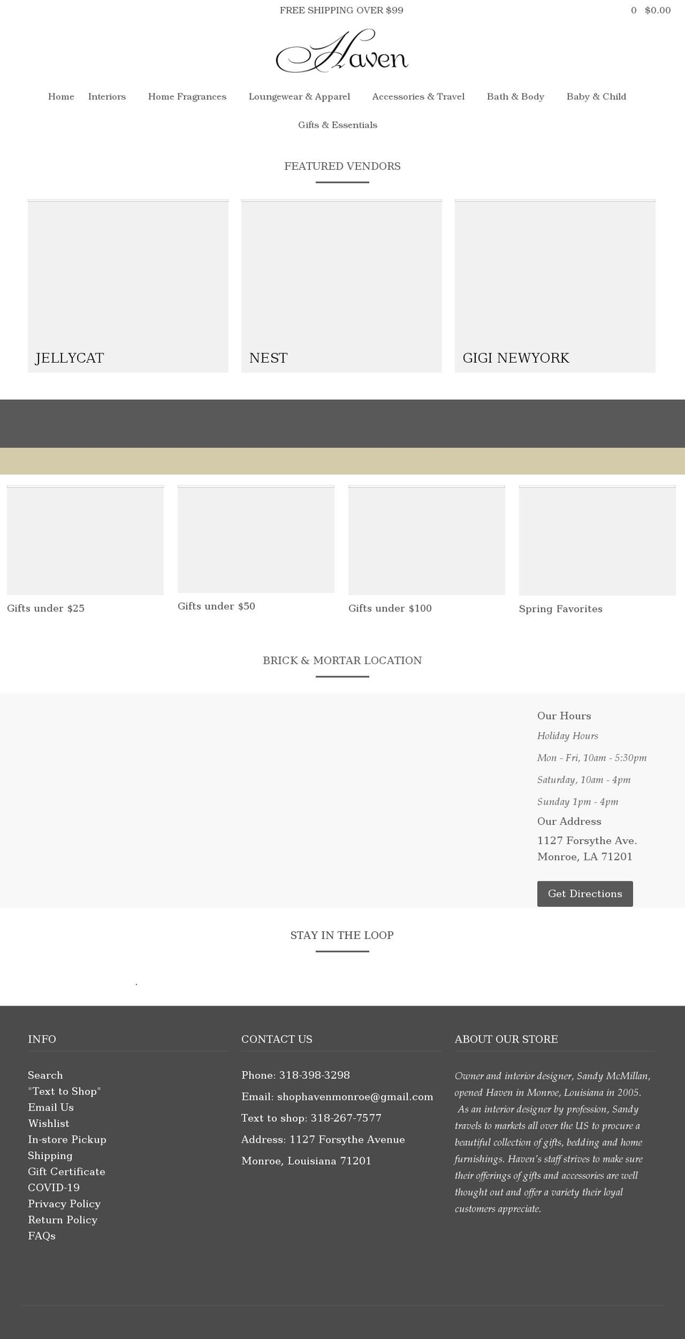 shophavenmonroe.com shopify website screenshot