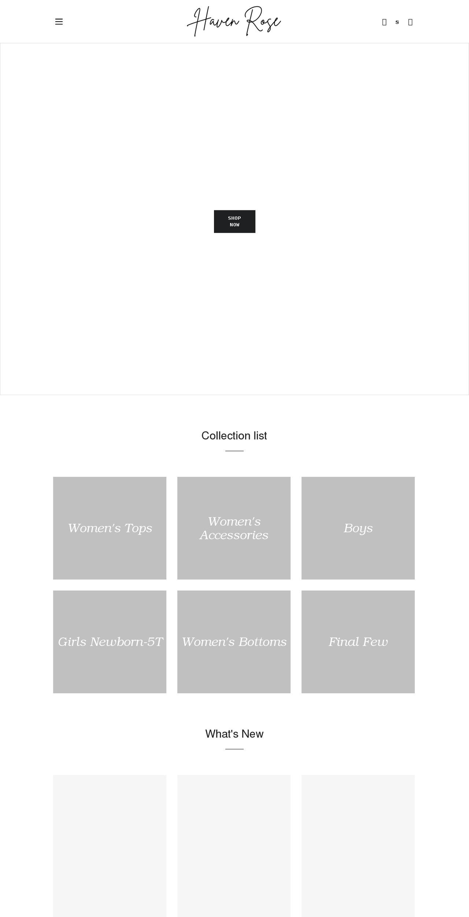 shophavenrose.com shopify website screenshot