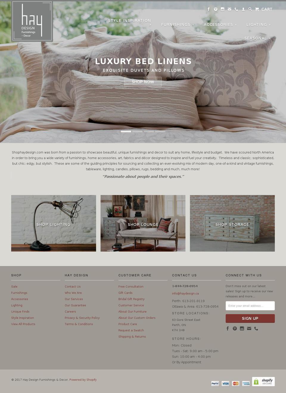 shophaydesign.com shopify website screenshot