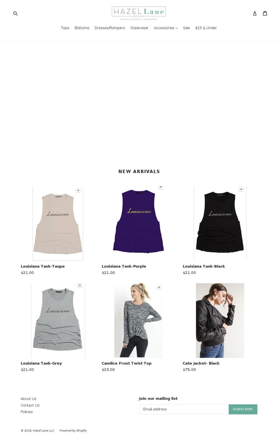 shophazellane.com shopify website screenshot