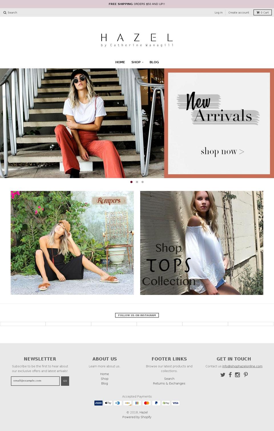 shophazelonline.com — Shopify storefront screenshot