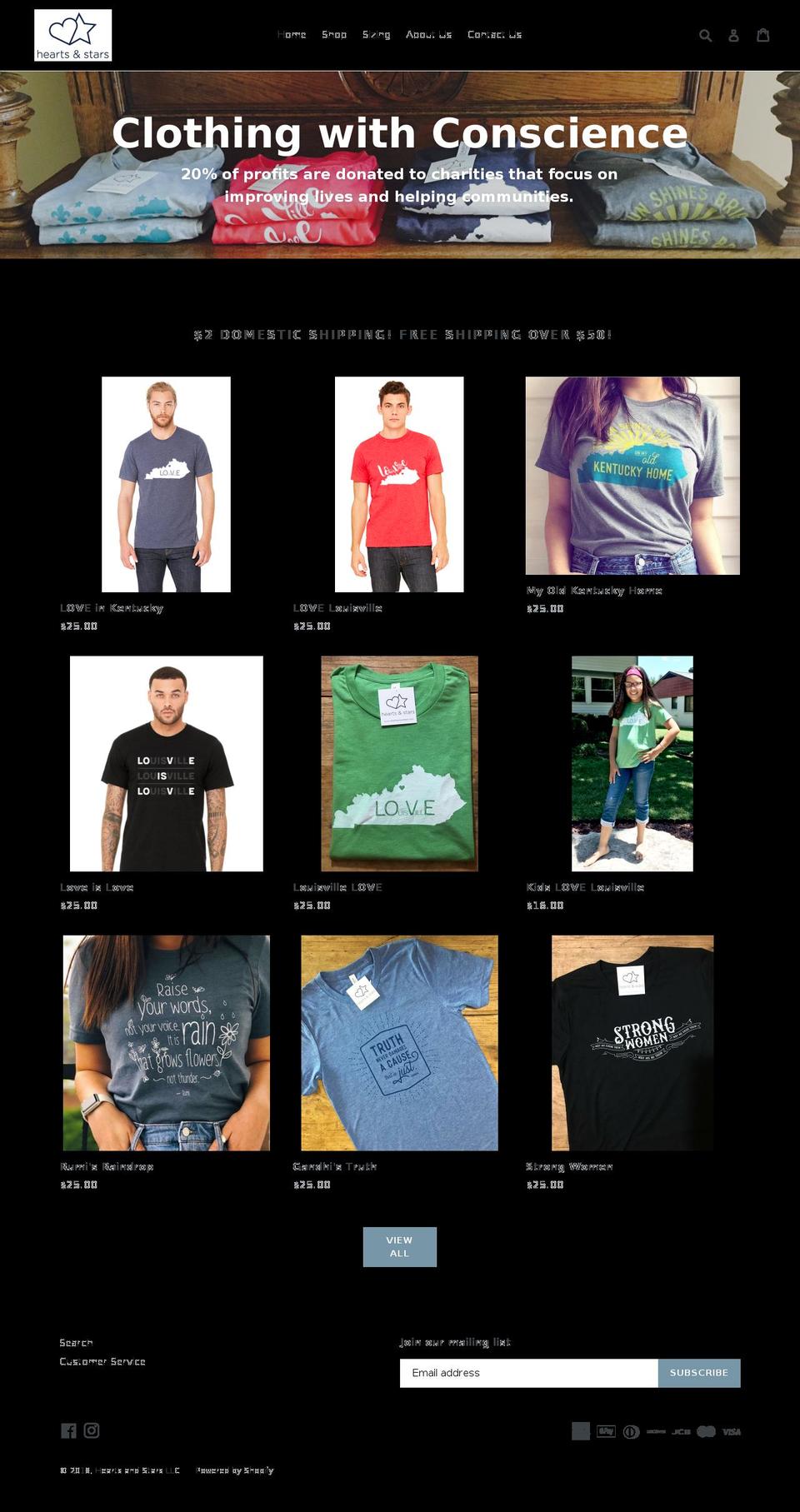 shopheartsandstars.com — Shopify storefront screenshot