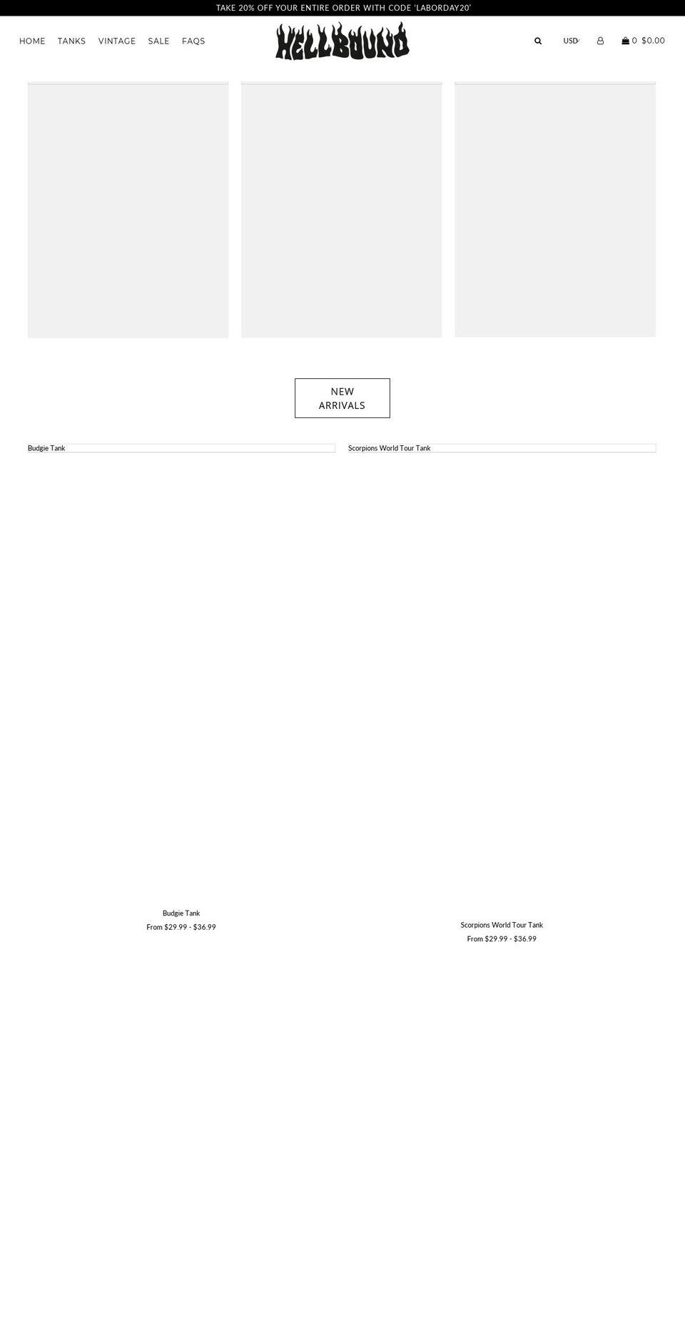 shophellbound.com shopify website screenshot