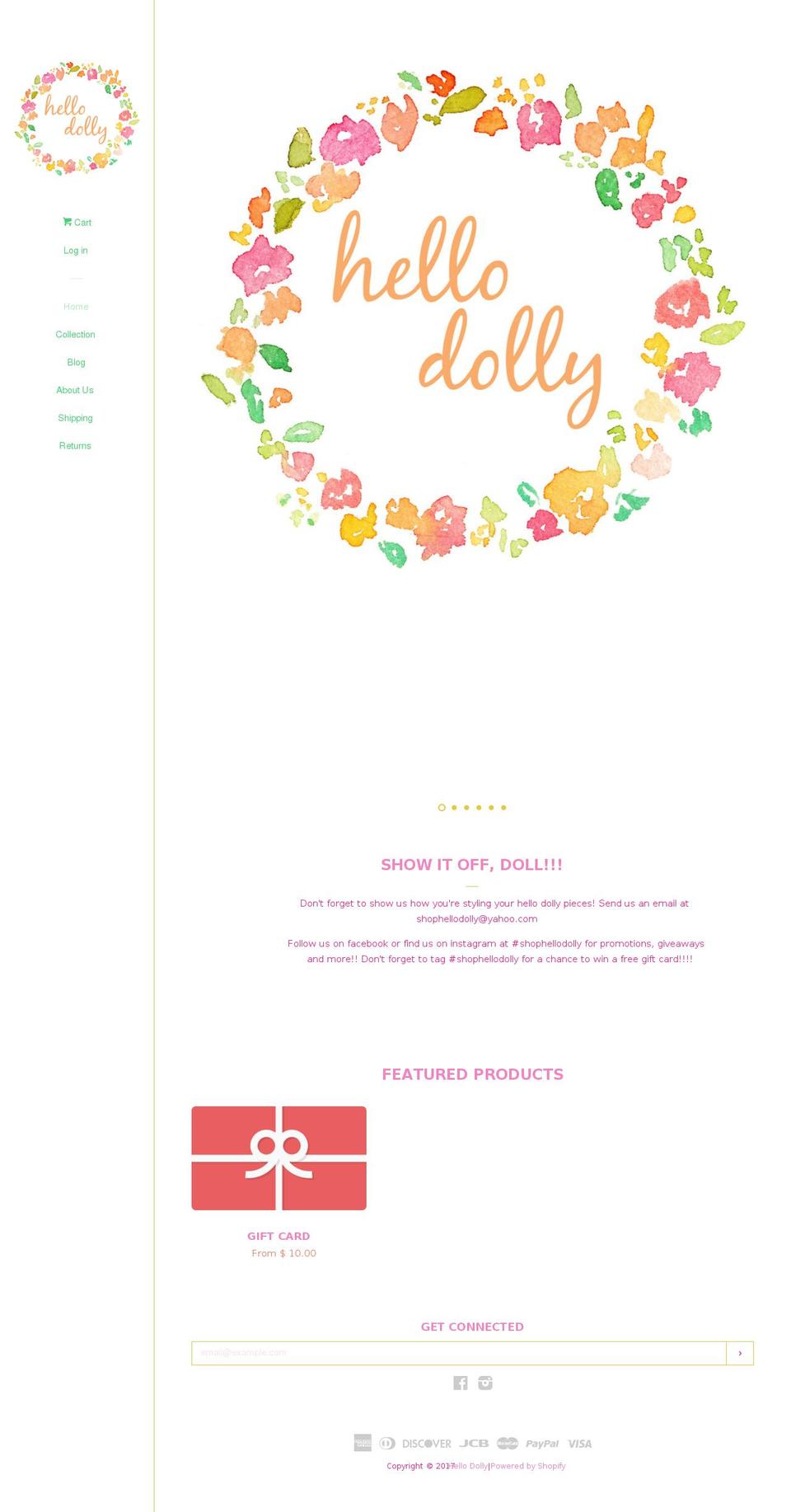 shophellodolly.com shopify website screenshot