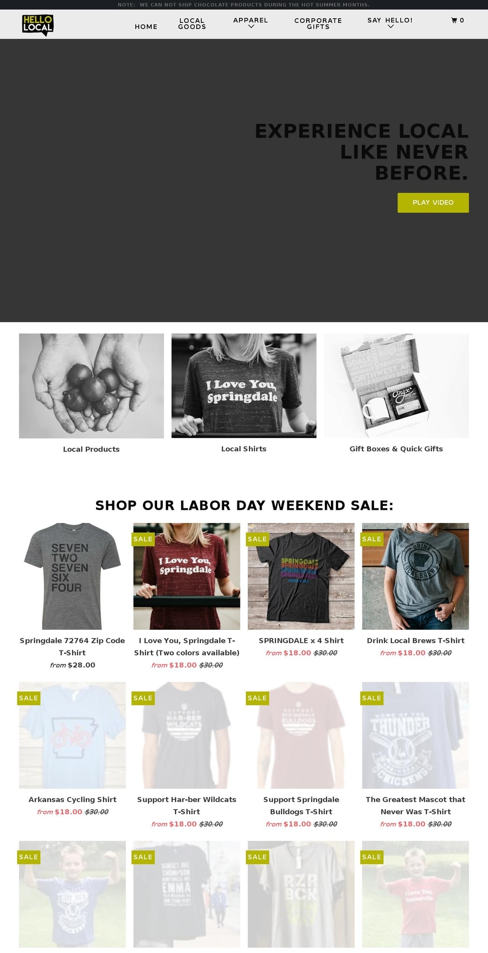 shophellolocal.com — Shopify storefront screenshot