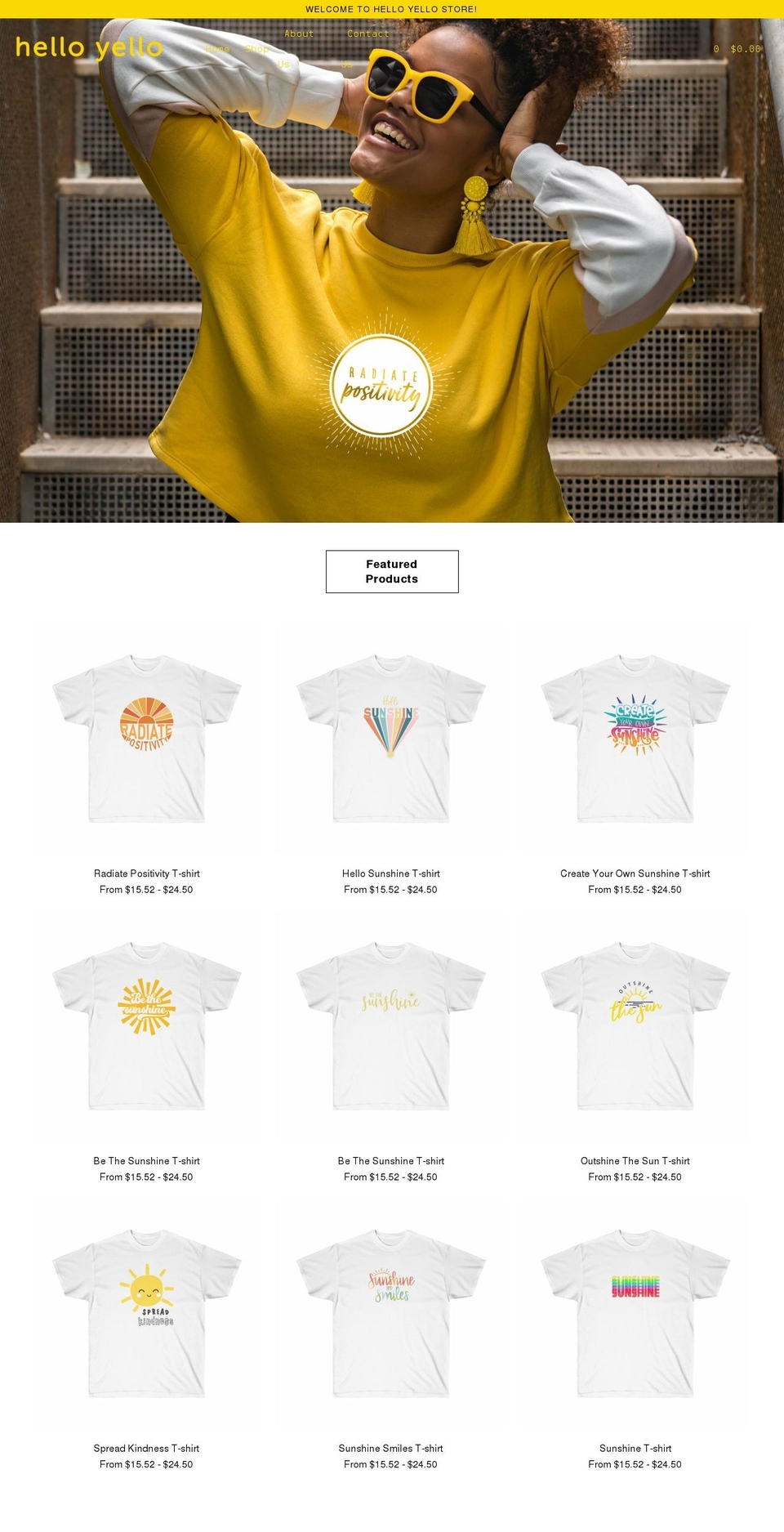 shophelloyello.com shopify website screenshot