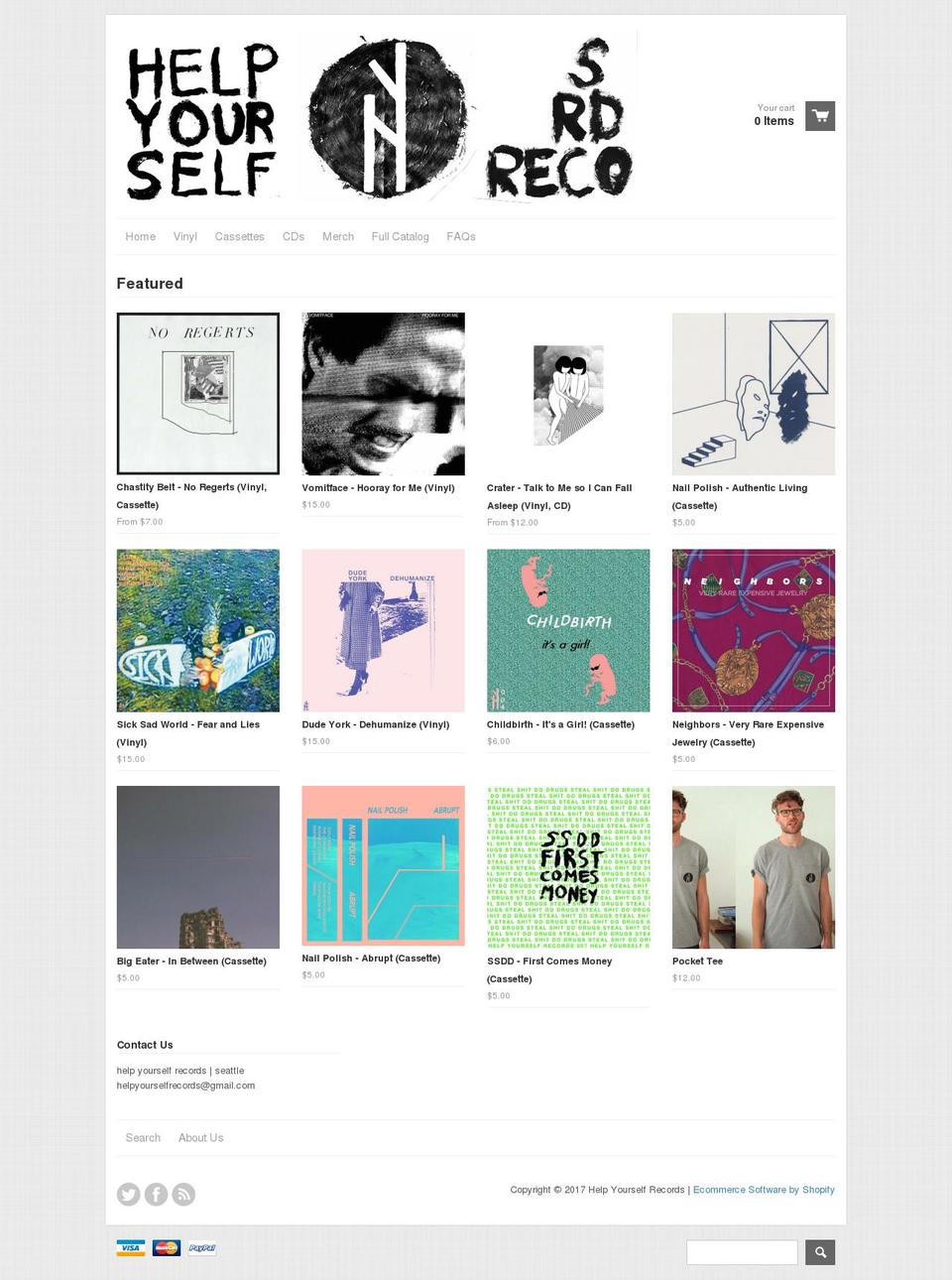 shophelpyourselfrecords.com shopify website screenshot