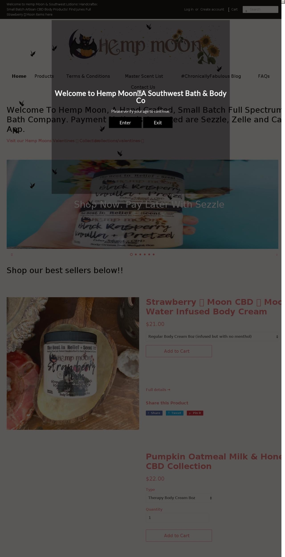 shophempmoon.com shopify website screenshot